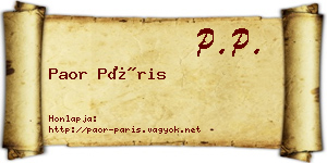 Paor Páris névjegykártya